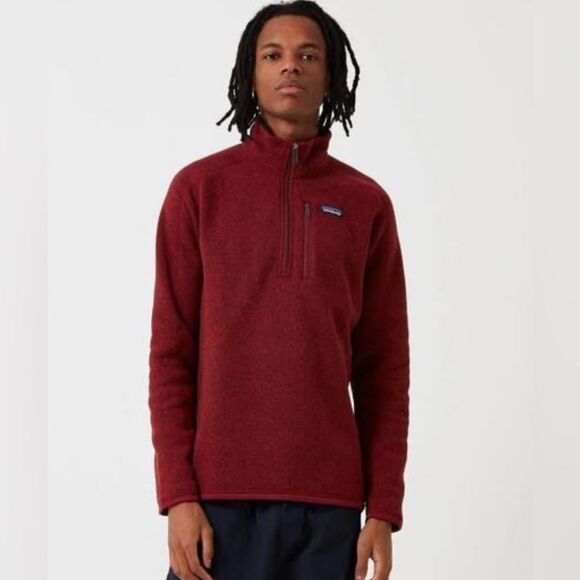 Patagonia Better Sweater 1/4 Zip Mens Medium Red Heather Performance Pullover - Picture 1 of 5